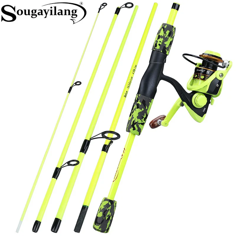 Fishing Rod Combo - Sougayilang Taşınabilir 5 Bölümlü Kırmızı/sarı Olta